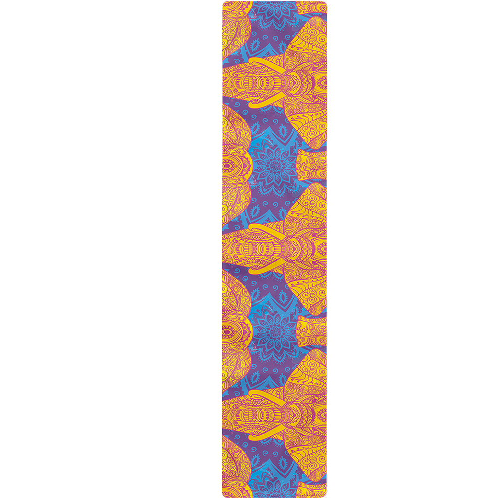 Yellow Mandala Elephant Pattern Print Table Runner