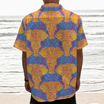 Yellow Mandala Elephant Pattern Print Textured Short Sleeve Shirt