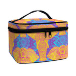 Yellow Mandala Elephant Pattern Print Travel Makeup Bag