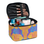 Yellow Mandala Elephant Pattern Print Travel Makeup Bag