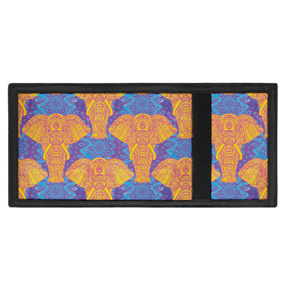 Yellow Mandala Elephant Pattern Print Trifold Wallet