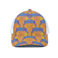 Yellow Mandala Elephant Pattern Print White Mesh Trucker Hat