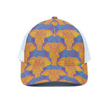 Yellow Mandala Elephant Pattern Print White Mesh Trucker Cap