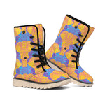 Yellow Mandala Elephant Pattern Print Winter Boots