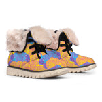 Yellow Mandala Elephant Pattern Print Winter Boots