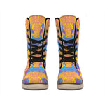 Yellow Mandala Elephant Pattern Print Winter Boots