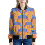 Yellow Mandala Elephant Pattern Print Women's Bomber Jacket
