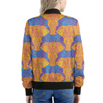 Yellow Mandala Elephant Pattern Print Women's Bomber Jacket