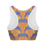 Yellow Mandala Elephant Pattern Print Women's Sports Bra