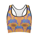 Yellow Mandala Elephant Pattern Print Women's Sports Bra