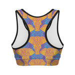 Yellow Mandala Elephant Pattern Print Women's Sports Bra