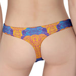 Yellow Mandala Elephant Pattern Print Women's Thong