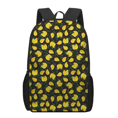 Yellow Mango Fruit Pattern Print 17 Inch Backpack
