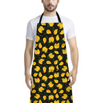 Yellow Mango Fruit Pattern Print Bib Apron With Pocket