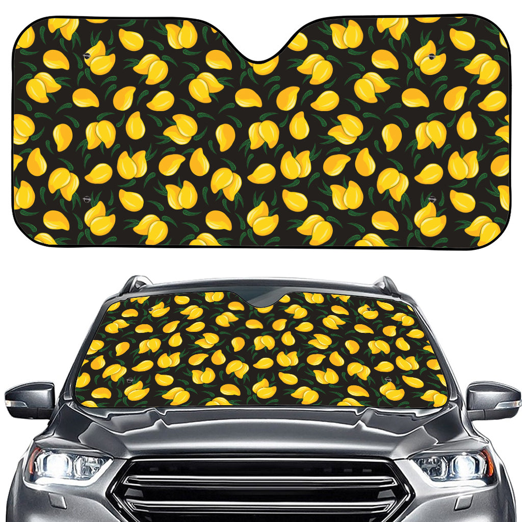Yellow Mango Fruit Pattern Print Car Windshield Sun Shade