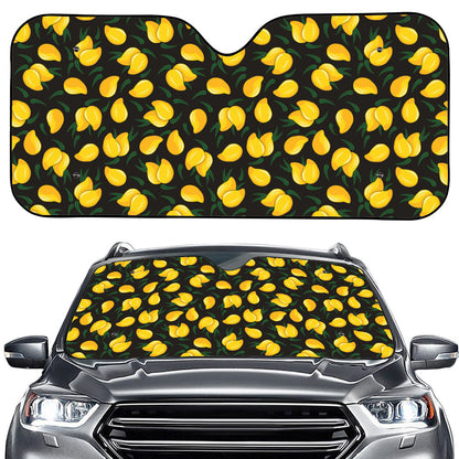 Yellow Mango Fruit Pattern Print Car Windshield Sun Shade
