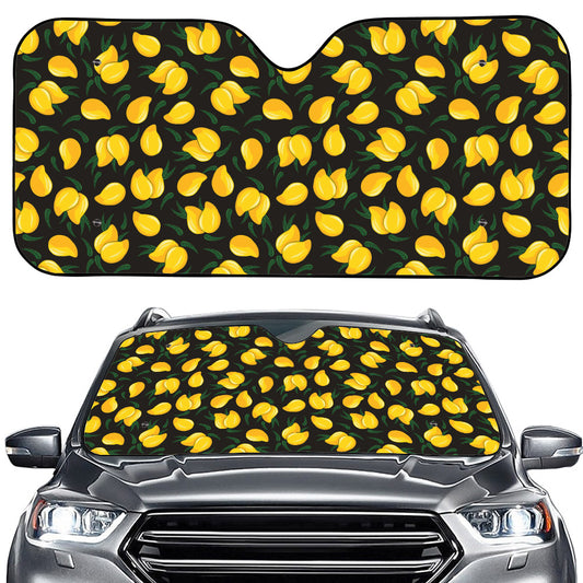 Yellow Mango Fruit Pattern Print Car Windshield Sun Shade
