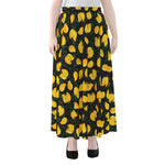 Yellow Mango Fruit Pattern Print Chiffon Maxi Skirt