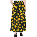 Yellow Mango Fruit Pattern Print Chiffon Maxi Skirt