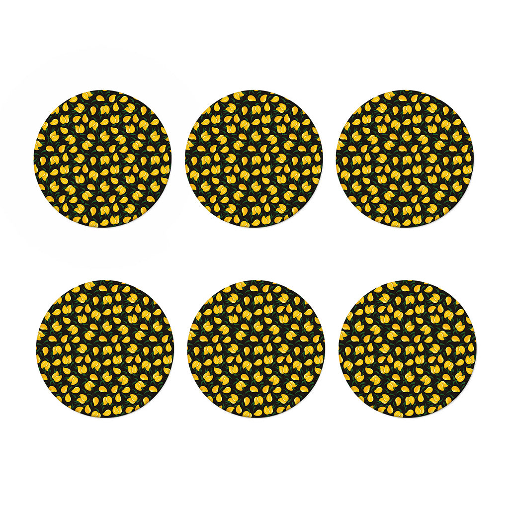 Yellow Mango Fruit Pattern Print Coaster Set