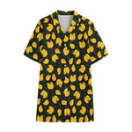 Yellow Mango Fruit Pattern Print Cotton Hawaiian Shirt