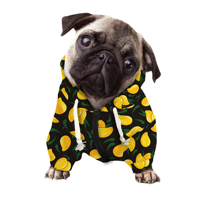 Yellow Mango Fruit Pattern Print Dog Zip Up Hoodie