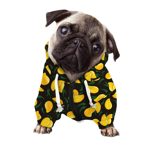 Yellow Mango Fruit Pattern Print Dog Zip Up Hoodie