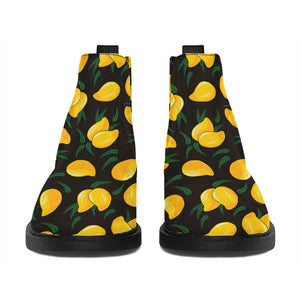 Yellow Mango Fruit Pattern Print Flat Ankle Boots