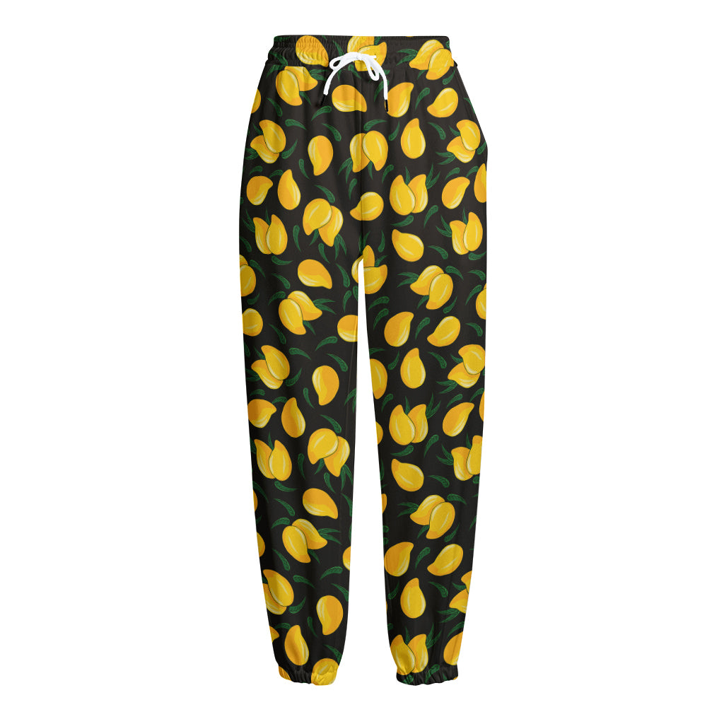 Yellow Mango Fruit Pattern Print Fleece Lined Knit Pants