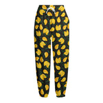 Yellow Mango Fruit Pattern Print Fleece Lined Knit Pants