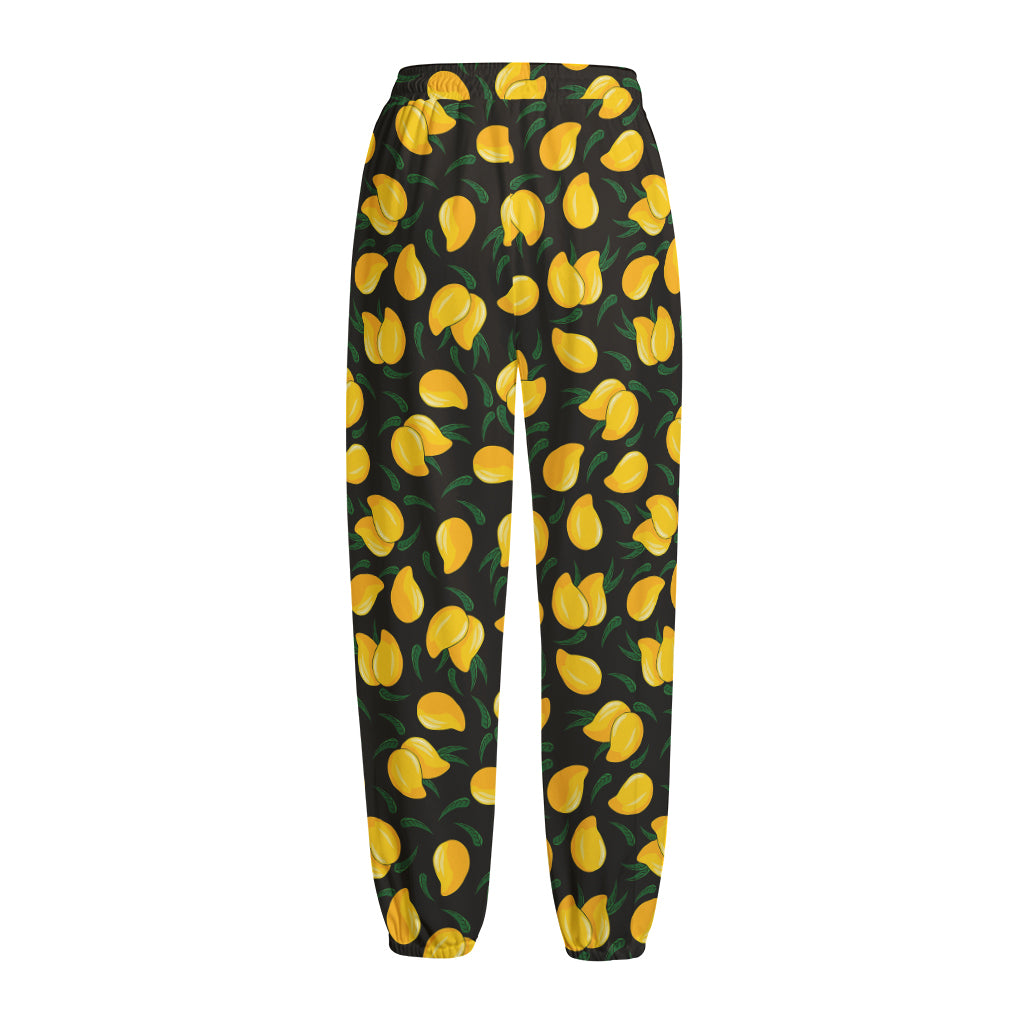 Yellow Mango Fruit Pattern Print Fleece Lined Knit Pants