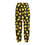 Yellow Mango Fruit Pattern Print Fleece Lined Knit Pants