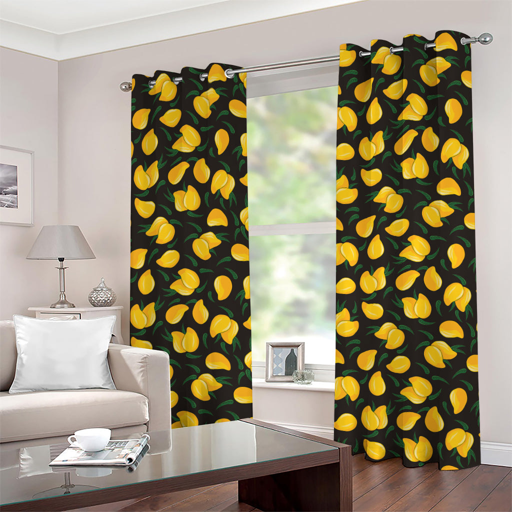 Yellow Mango Fruit Pattern Print Grommet Curtains