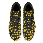 Yellow Mango Fruit Pattern Print High Top Leather Sneakers