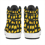 Yellow Mango Fruit Pattern Print High Top Leather Sneakers