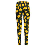 Yellow Mango Fruit Pattern Print High-Waisted Pocket Leggings