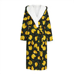 Yellow Mango Fruit Pattern Print Hooded Bathrobe