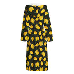 Yellow Mango Fruit Pattern Print Hooded Bathrobe