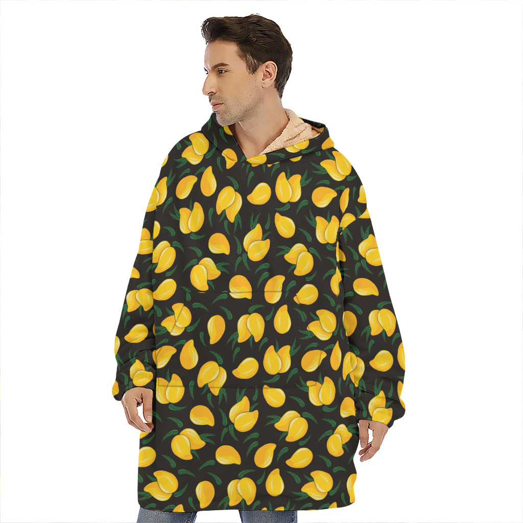 Yellow Mango Fruit Pattern Print Hoodie Blanket
