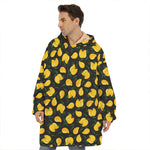 Yellow Mango Fruit Pattern Print Hoodie Blanket