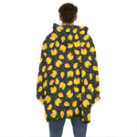 Yellow Mango Fruit Pattern Print Hoodie Blanket