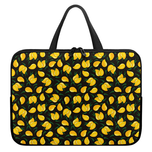 Yellow Mango Fruit Pattern Print Laptop Sleeve With Handle