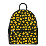 Yellow Mango Fruit Pattern Print Leather Backpack