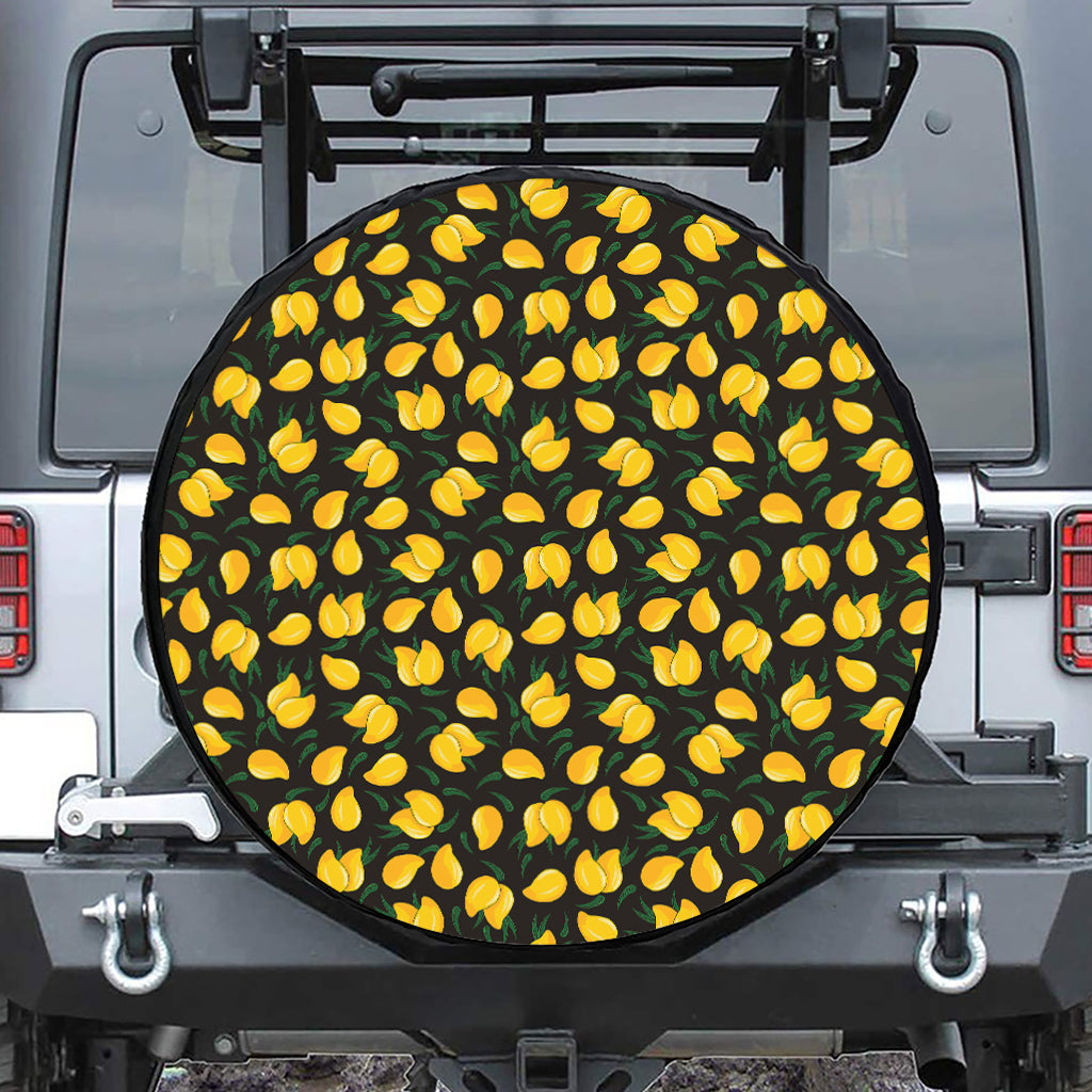 Yellow Mango Fruit Pattern Print Leather Spare Tire Cover
