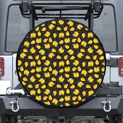 Yellow Mango Fruit Pattern Print Leather Spare Tire Cover