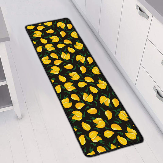 Yellow Mango Fruit Pattern Print Long Kitchen Mat