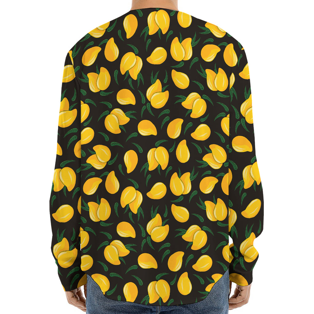 Yellow Mango Fruit Pattern Print Long Sleeve Baseball Jersey