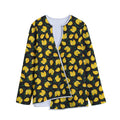 Yellow Mango Fruit Pattern Print Long Sleeve Short Coat