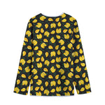 Yellow Mango Fruit Pattern Print Long Sleeve Short Coat