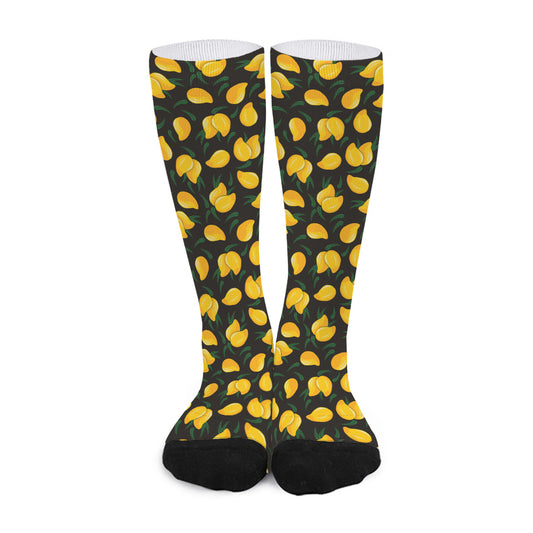 Yellow Mango Fruit Pattern Print Long Socks
